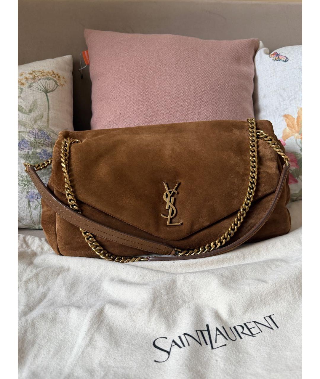 SAINT LAURENT Коричневая замшевая сумка через плечо, фото 2