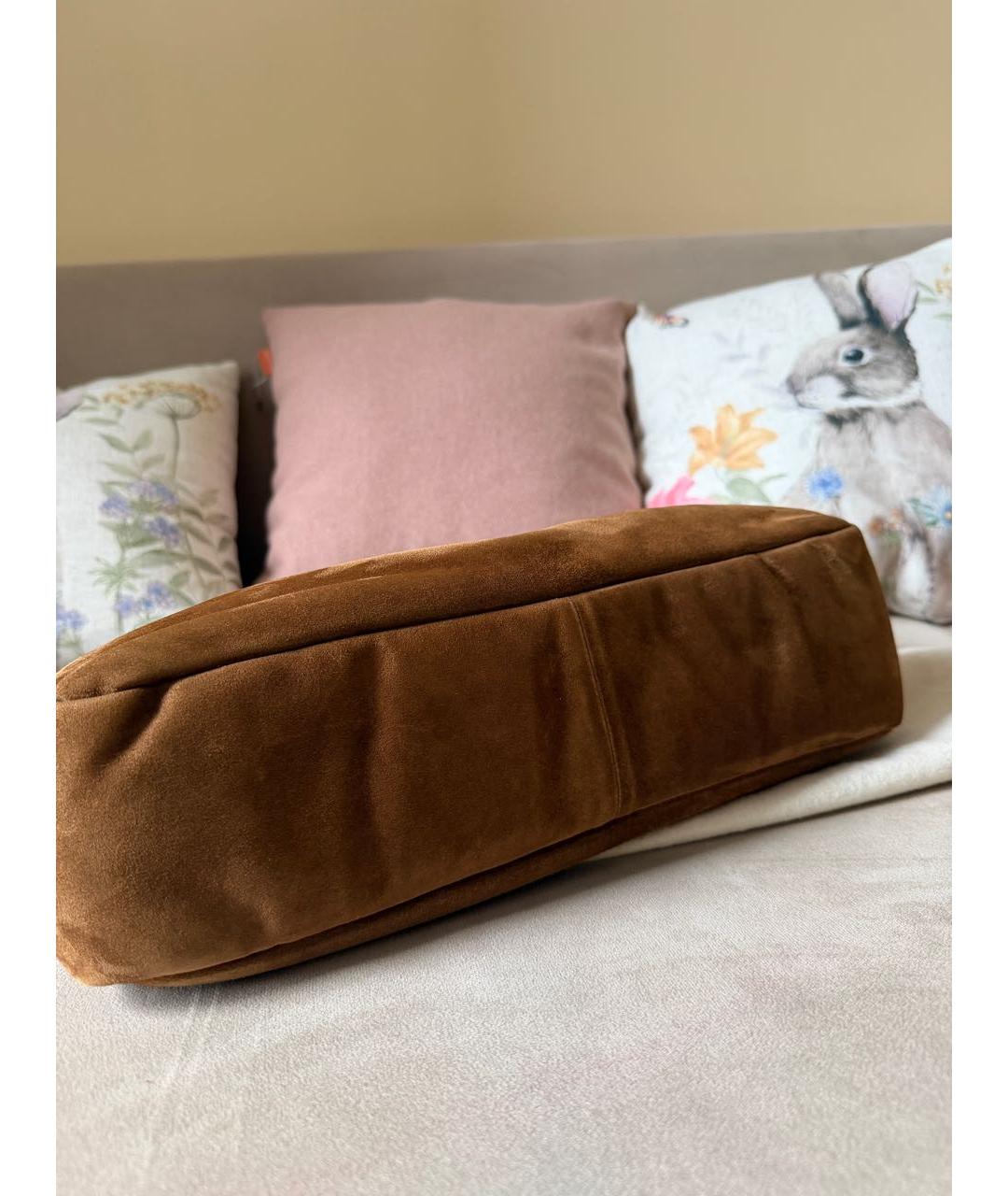 SAINT LAURENT Коричневая замшевая сумка через плечо, фото 3