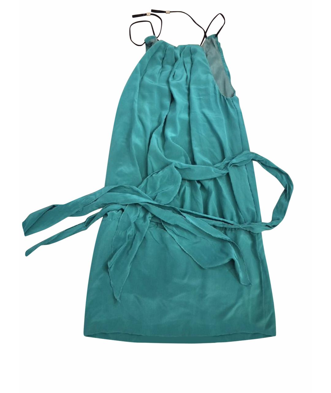 TRUSSARDI Зеленые шелковое коктейльное платье, фото 1