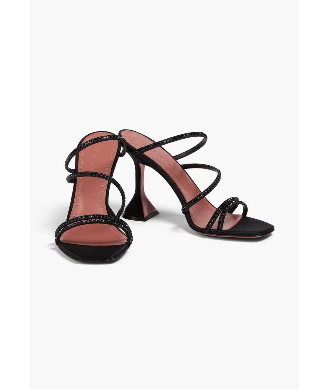 Amina Muaddi Черные текстильные мюли, фото 2