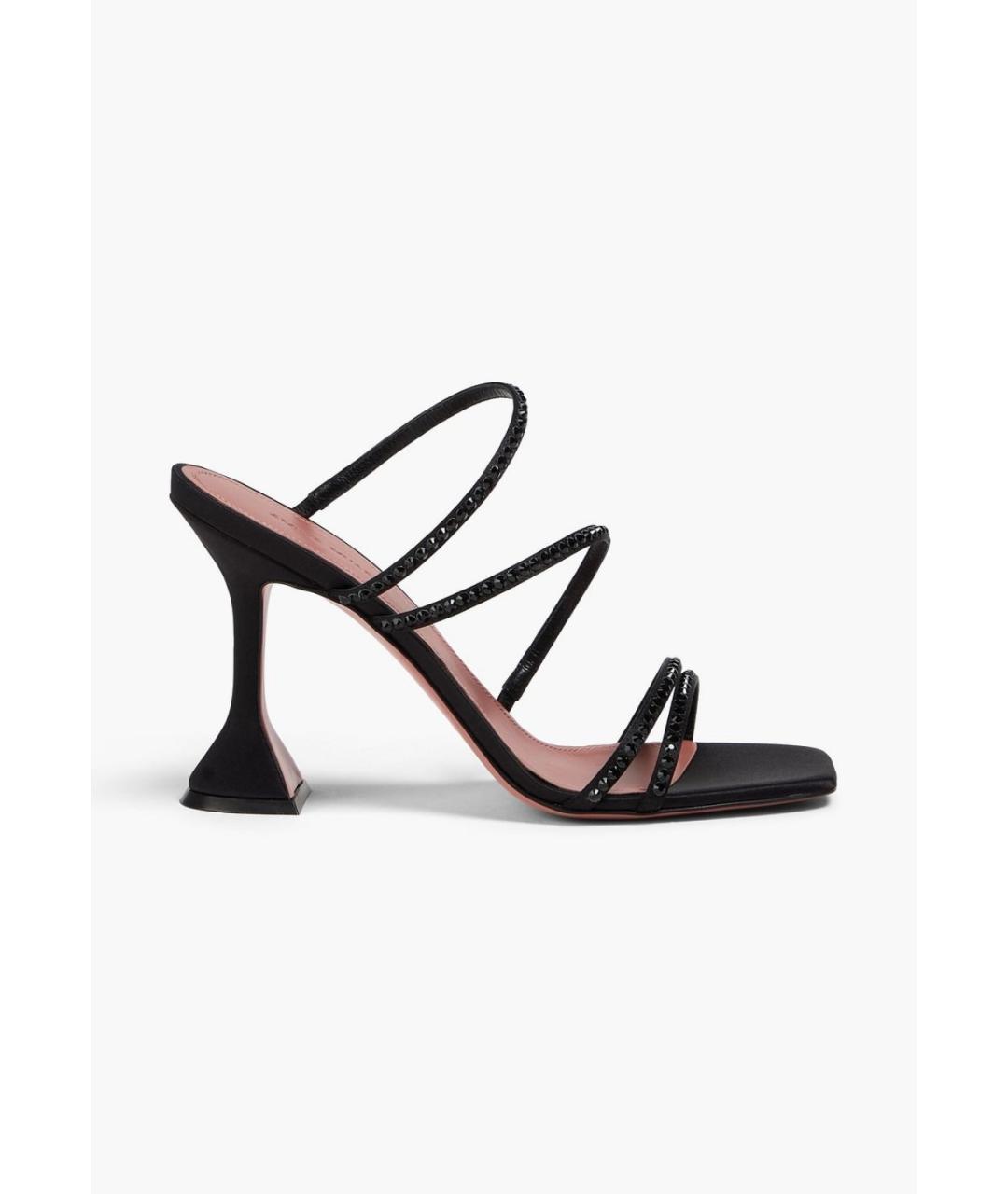 Amina Muaddi Черные текстильные мюли, фото 5