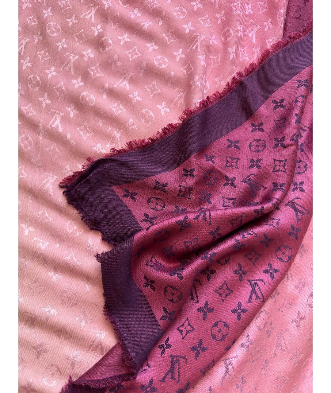 LOUIS VUITTON Розовый шерстяной шарф, фото 5