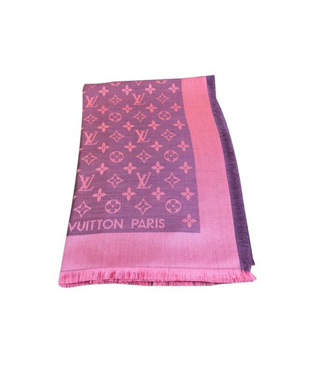 LOUIS VUITTON Розовый шерстяной шарф, фото 2