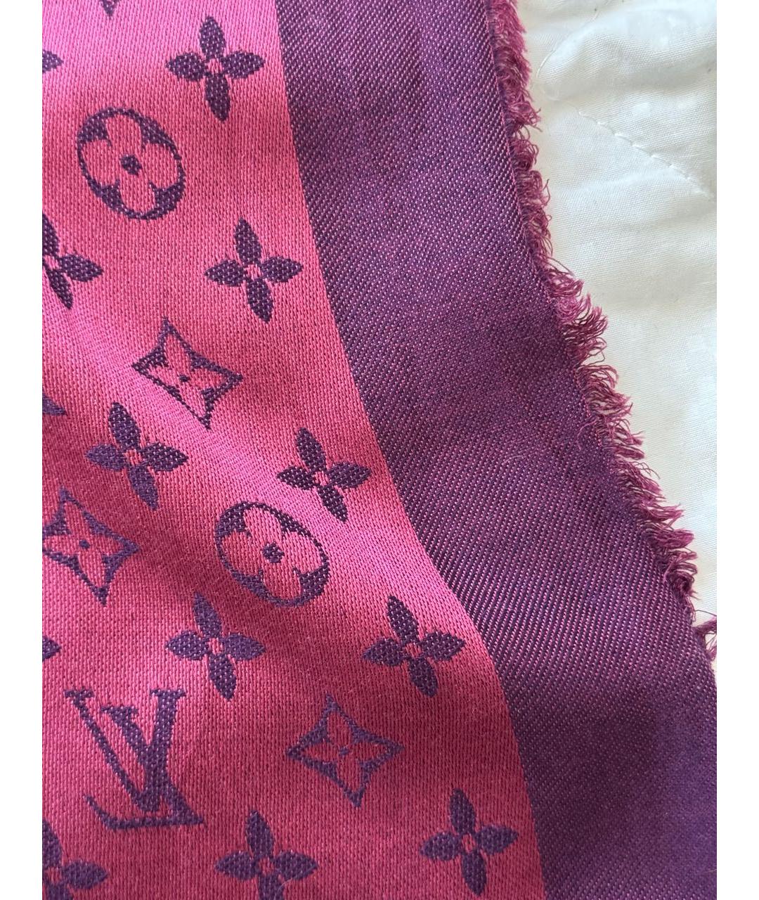 LOUIS VUITTON Розовый шерстяной шарф, фото 4