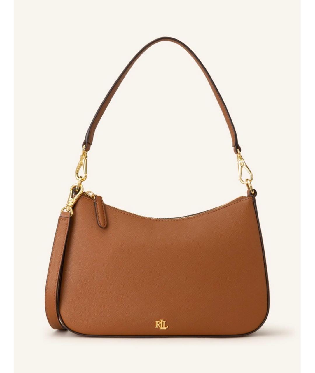 RALPH LAUREN Коричневая кожаная сумка с короткими ручками, фото 8