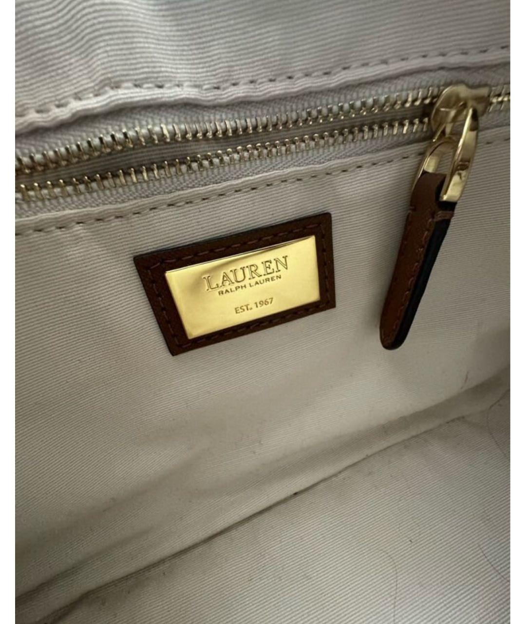 RALPH LAUREN Коричневая кожаная сумка с короткими ручками, фото 5