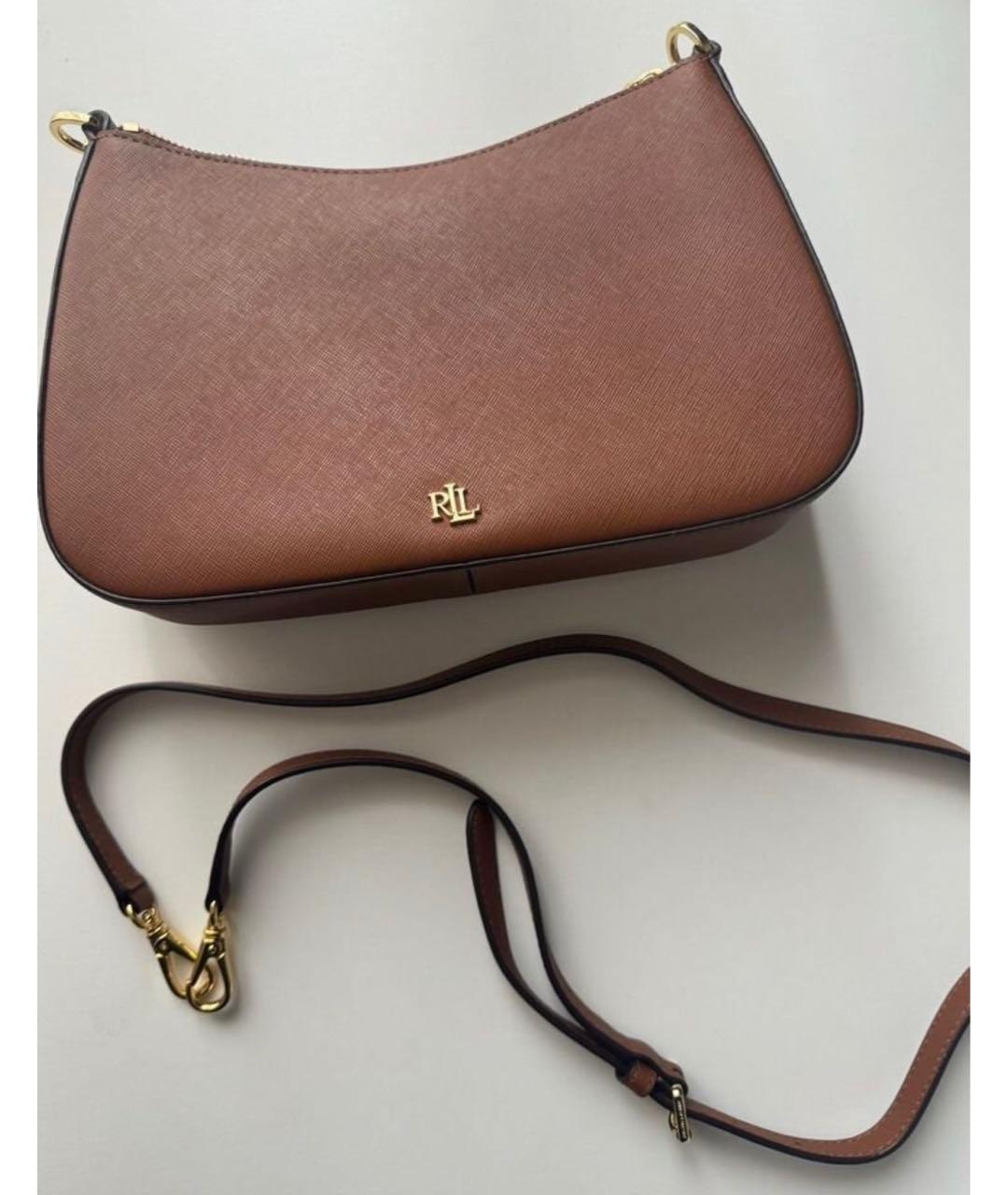 RALPH LAUREN Коричневая кожаная сумка с короткими ручками, фото 2