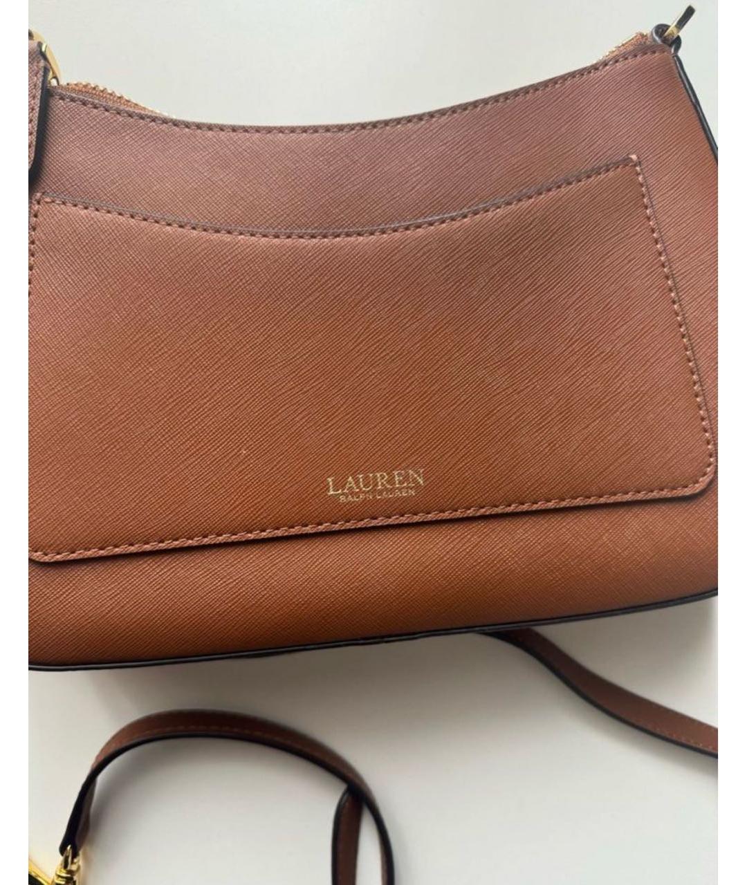 RALPH LAUREN Коричневая кожаная сумка с короткими ручками, фото 4