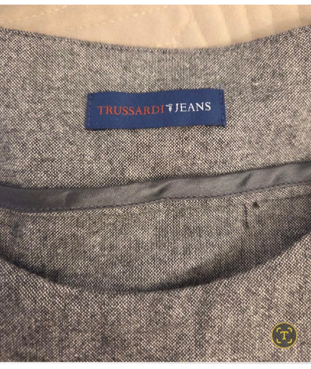 TRUSSARDI JEANS Серое вискозное повседневное платье, фото 2