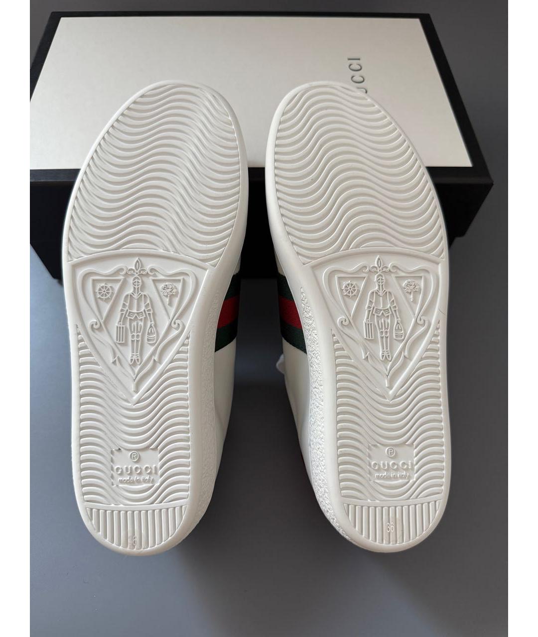 GUCCI Белые кожаные кеды, фото 7