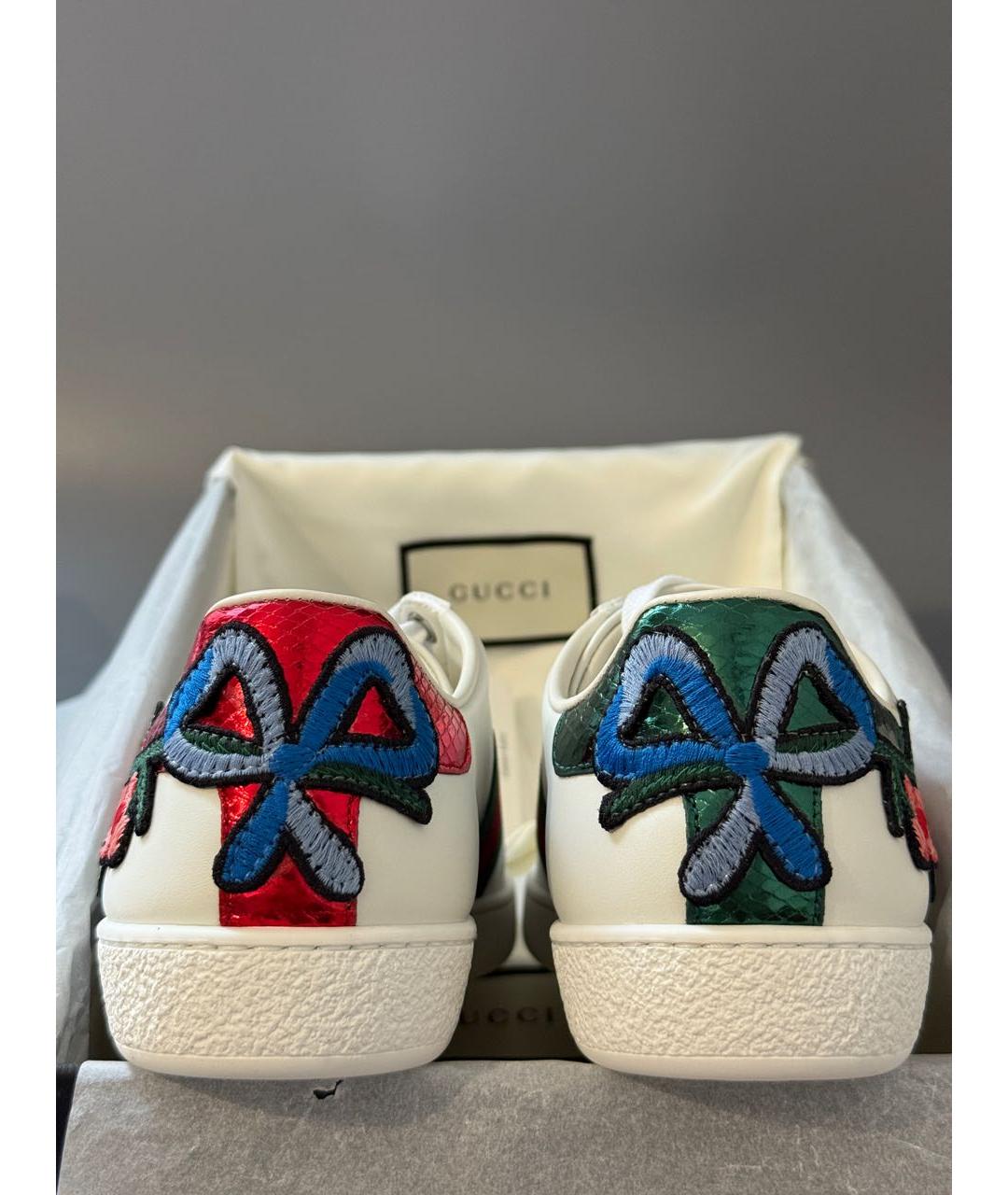 GUCCI Белые кожаные кеды, фото 3