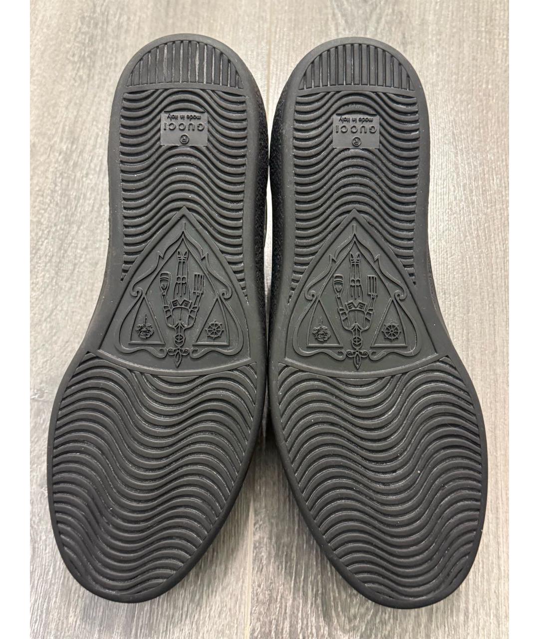 GUCCI Черные кожаные низкие кроссовки / кеды, фото 6