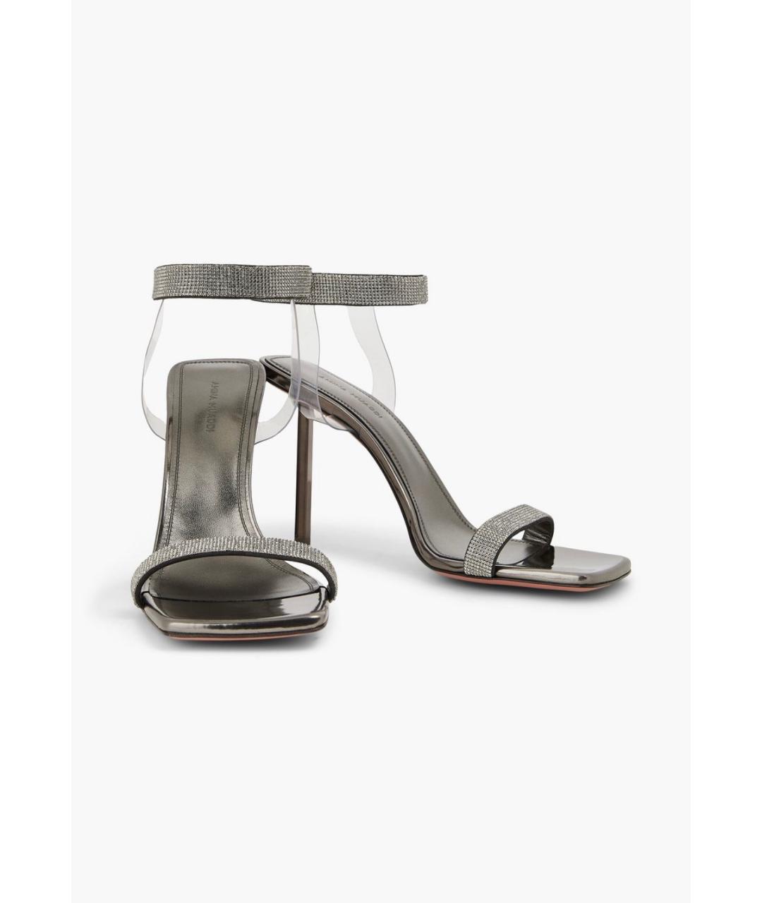 Amina Muaddi Серые замшевые босоножки, фото 2