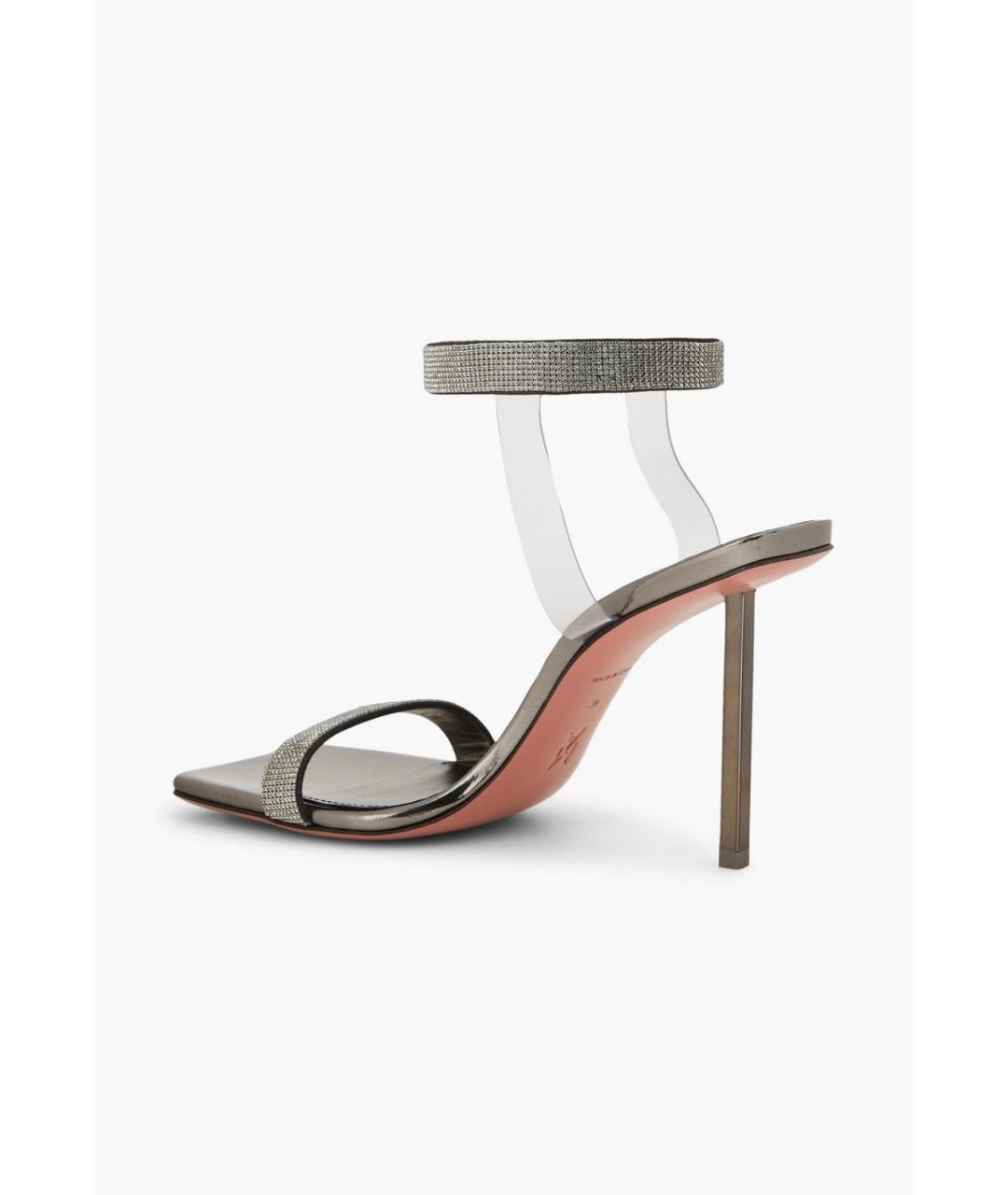 Amina Muaddi Серые замшевые босоножки, фото 3