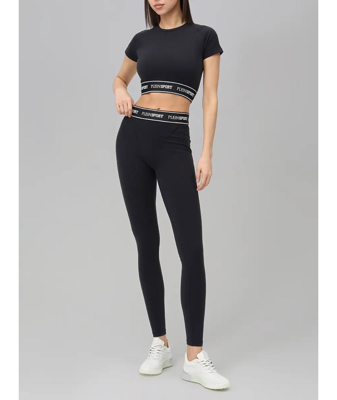 PLEIN SPORT Черные полиамидовые леггинсы и велосипедки, фото 2