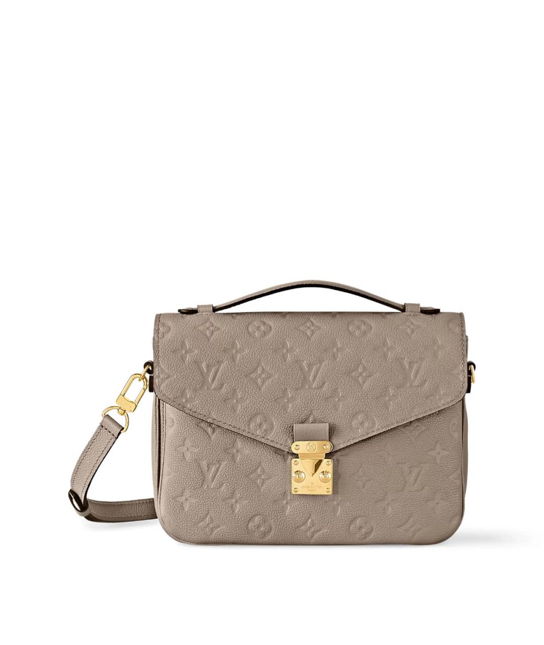 LOUIS VUITTON Серая кожаная сумка с короткими ручками, фото 6