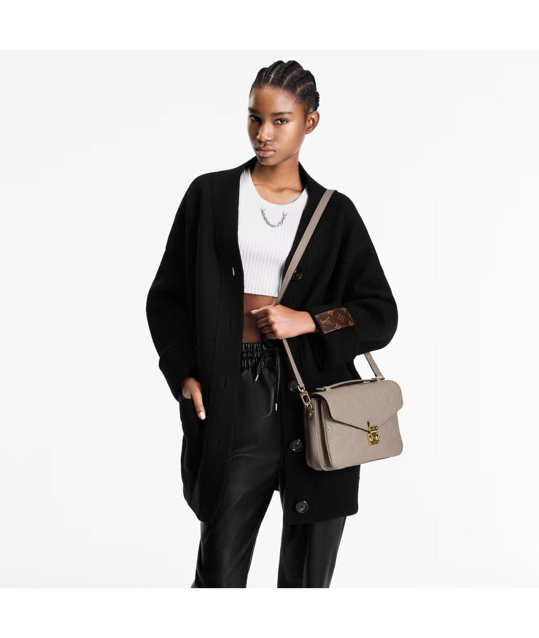 LOUIS VUITTON Серая кожаная сумка с короткими ручками, фото 5