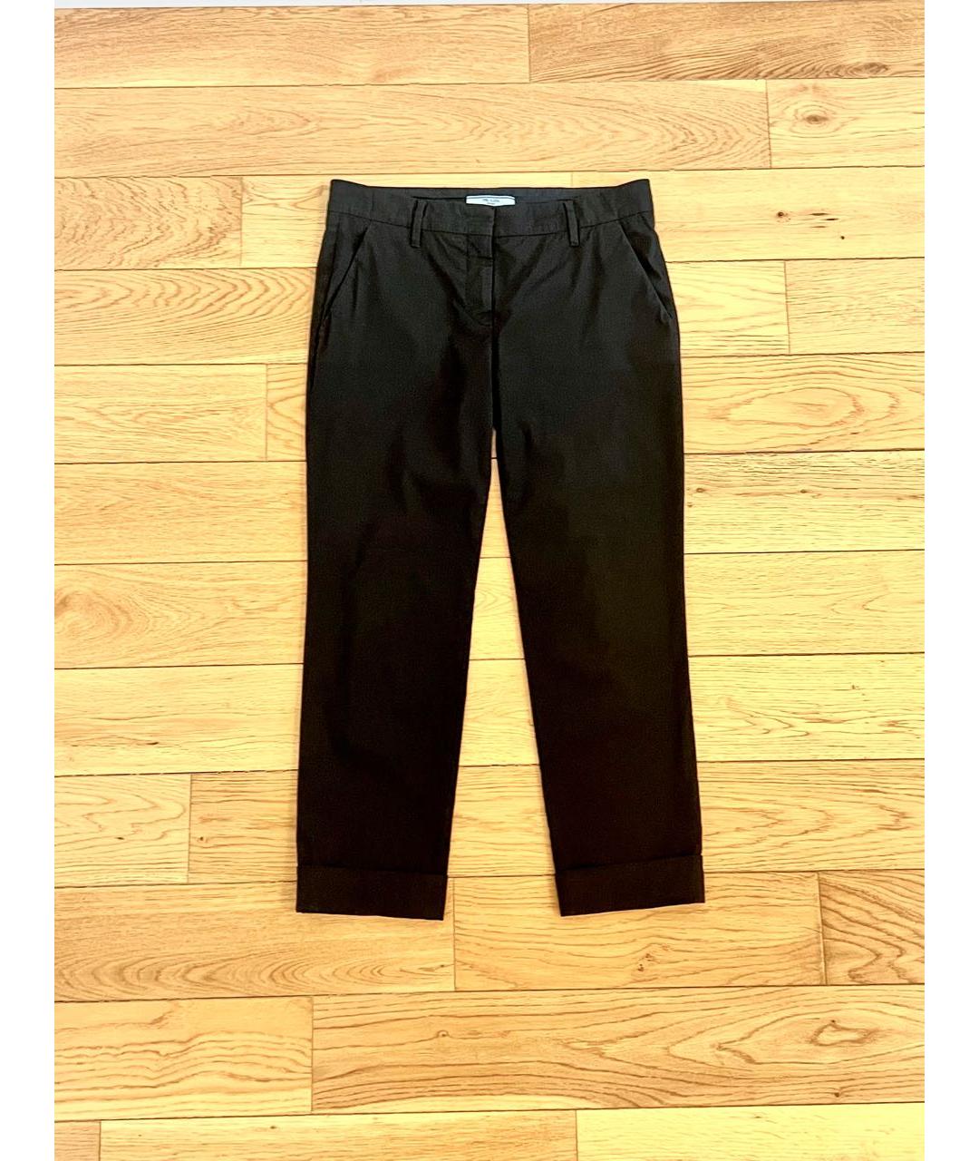 PRADA Черные хлопковые прямые брюки, фото 6