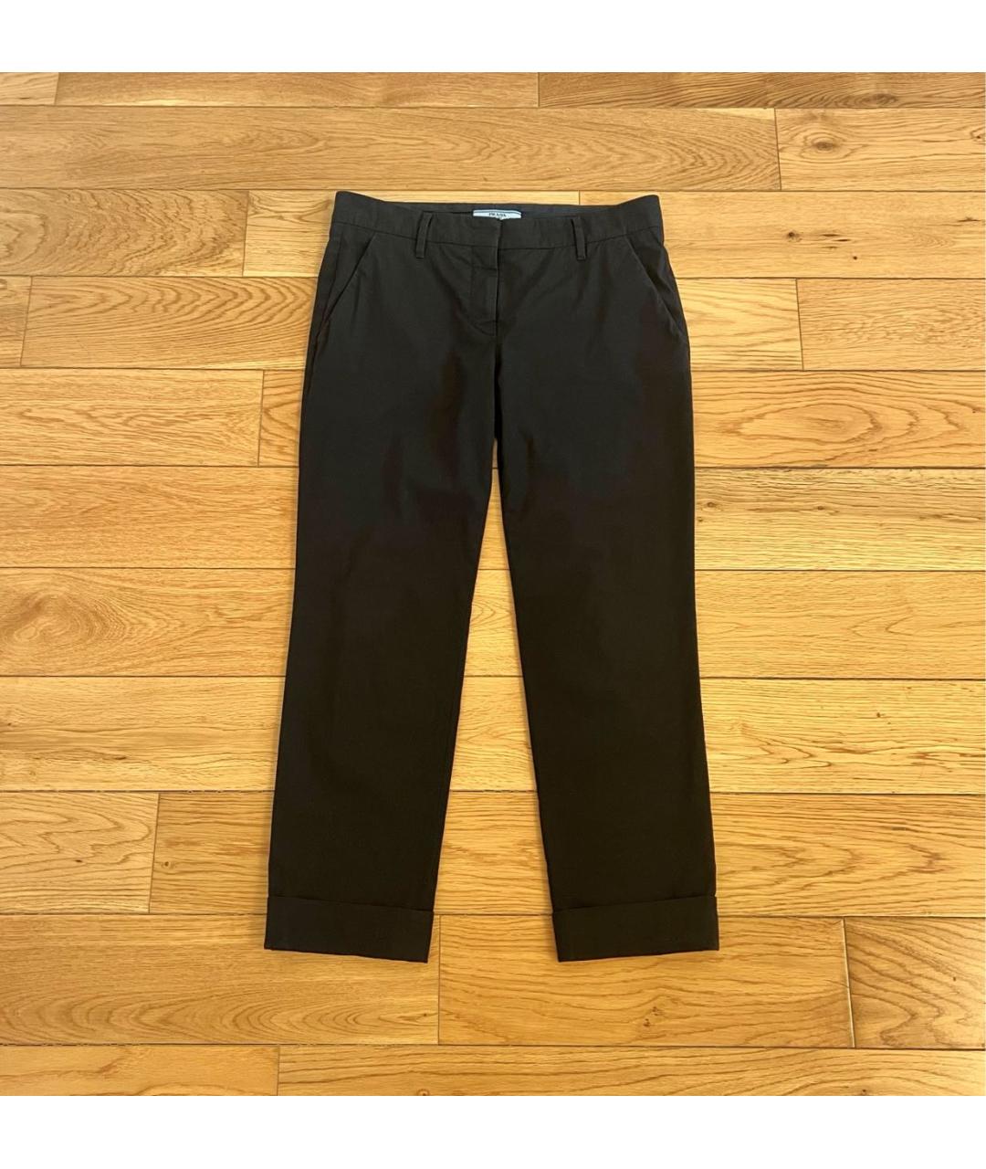 PRADA Черные хлопковые прямые брюки, фото 7