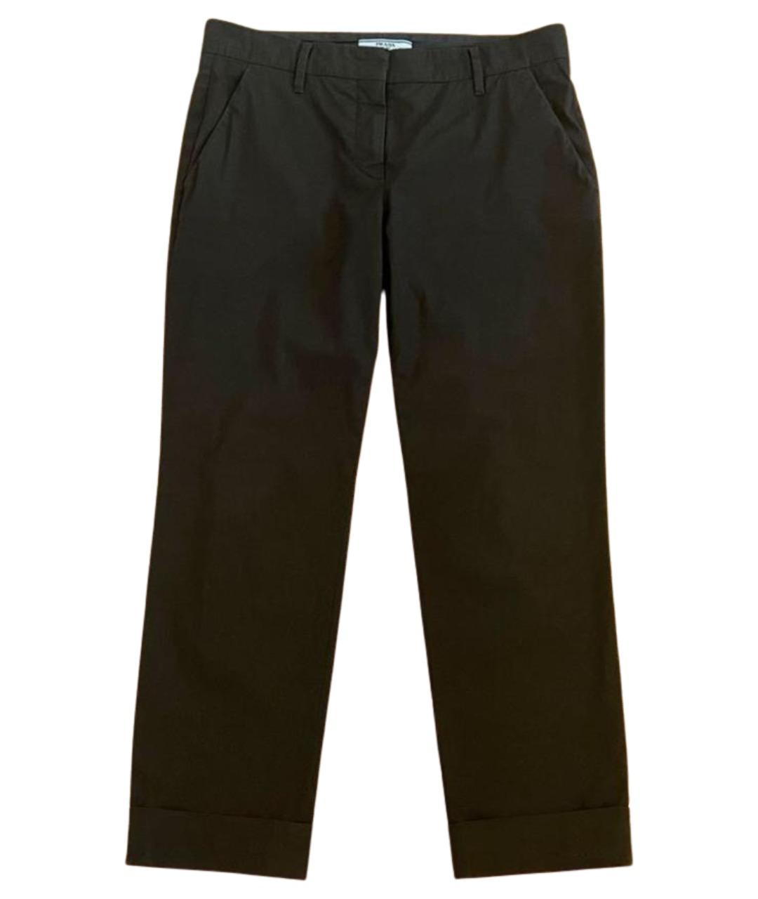 PRADA Черные хлопковые прямые брюки, фото 1