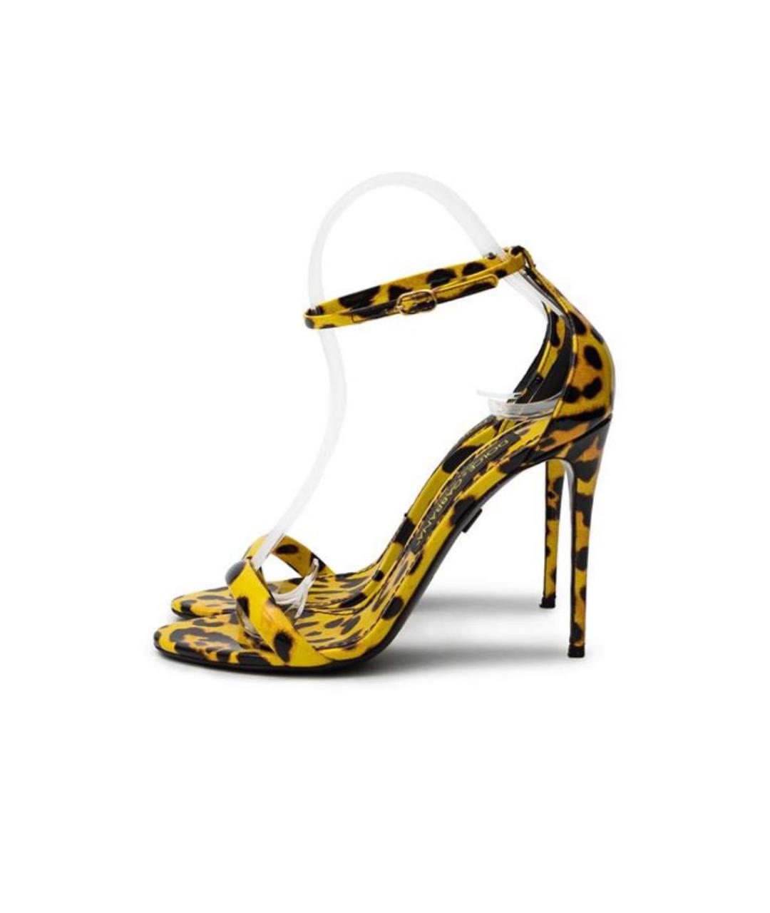 DOLCE&GABBANA Желтые босоножки из лакированной кожи, фото 5