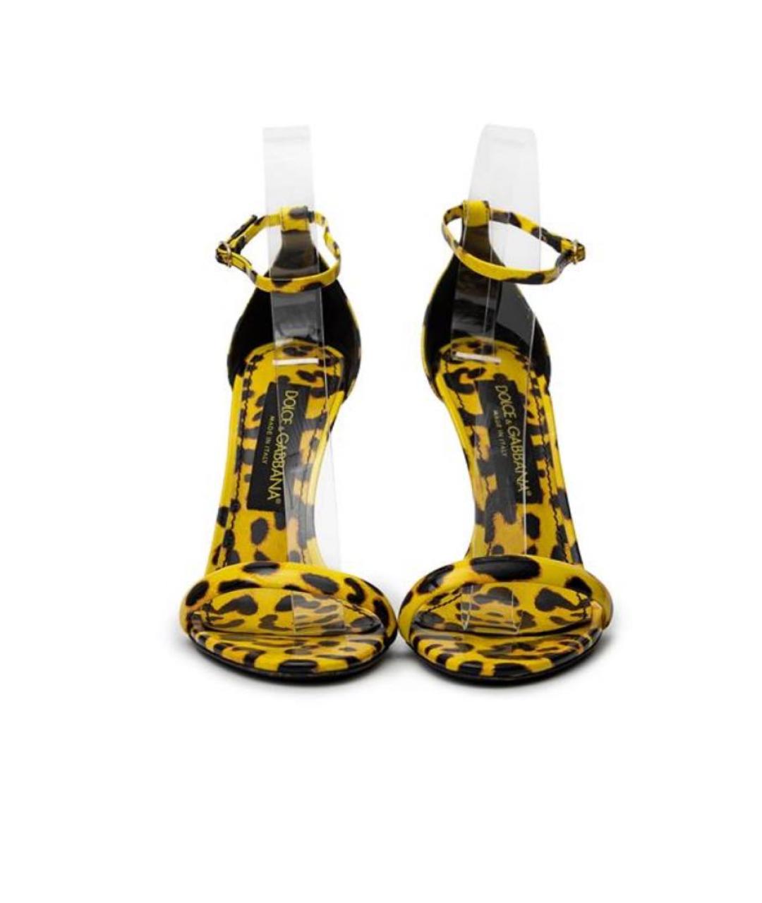 DOLCE&GABBANA Желтые босоножки из лакированной кожи, фото 4