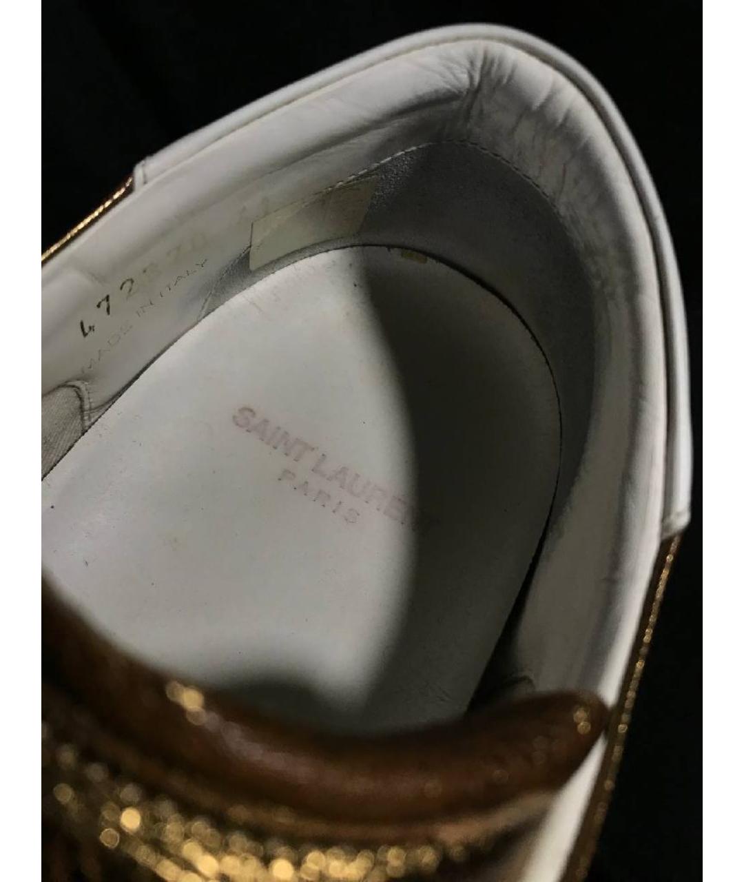 SAINT LAURENT Золотые кожаные низкие кроссовки / кеды, фото 9