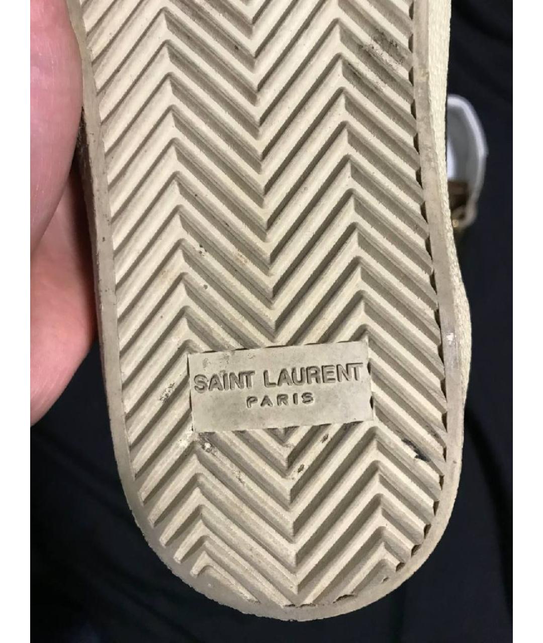 SAINT LAURENT Золотые кожаные низкие кроссовки / кеды, фото 6