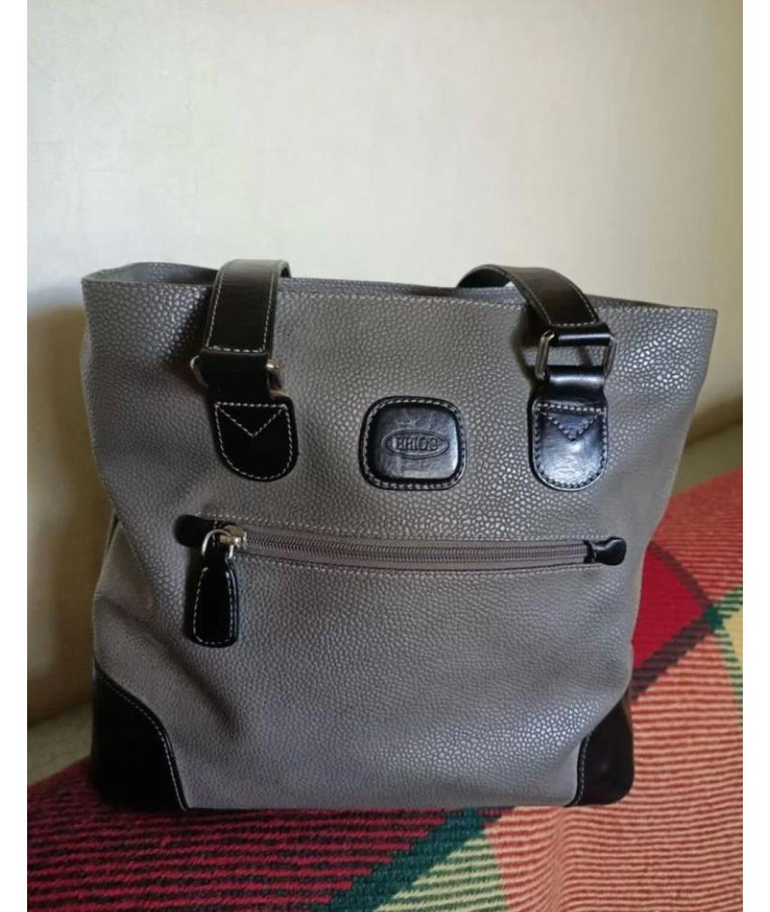 BRIC'S Антрацитовая кожаная сумка тоут, фото 9