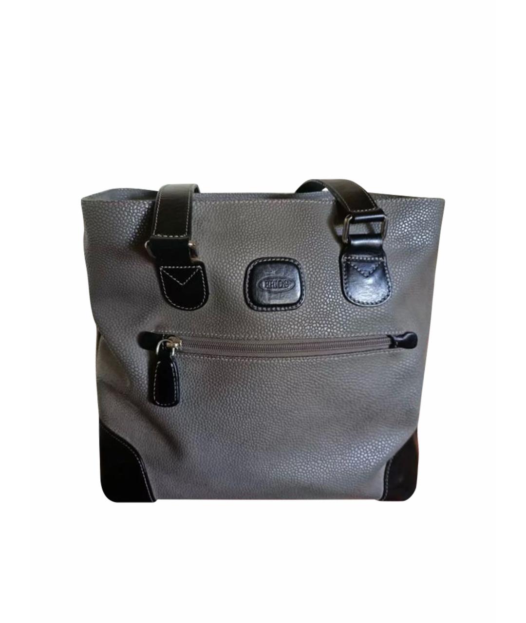 BRIC'S Антрацитовая кожаная сумка тоут, фото 1