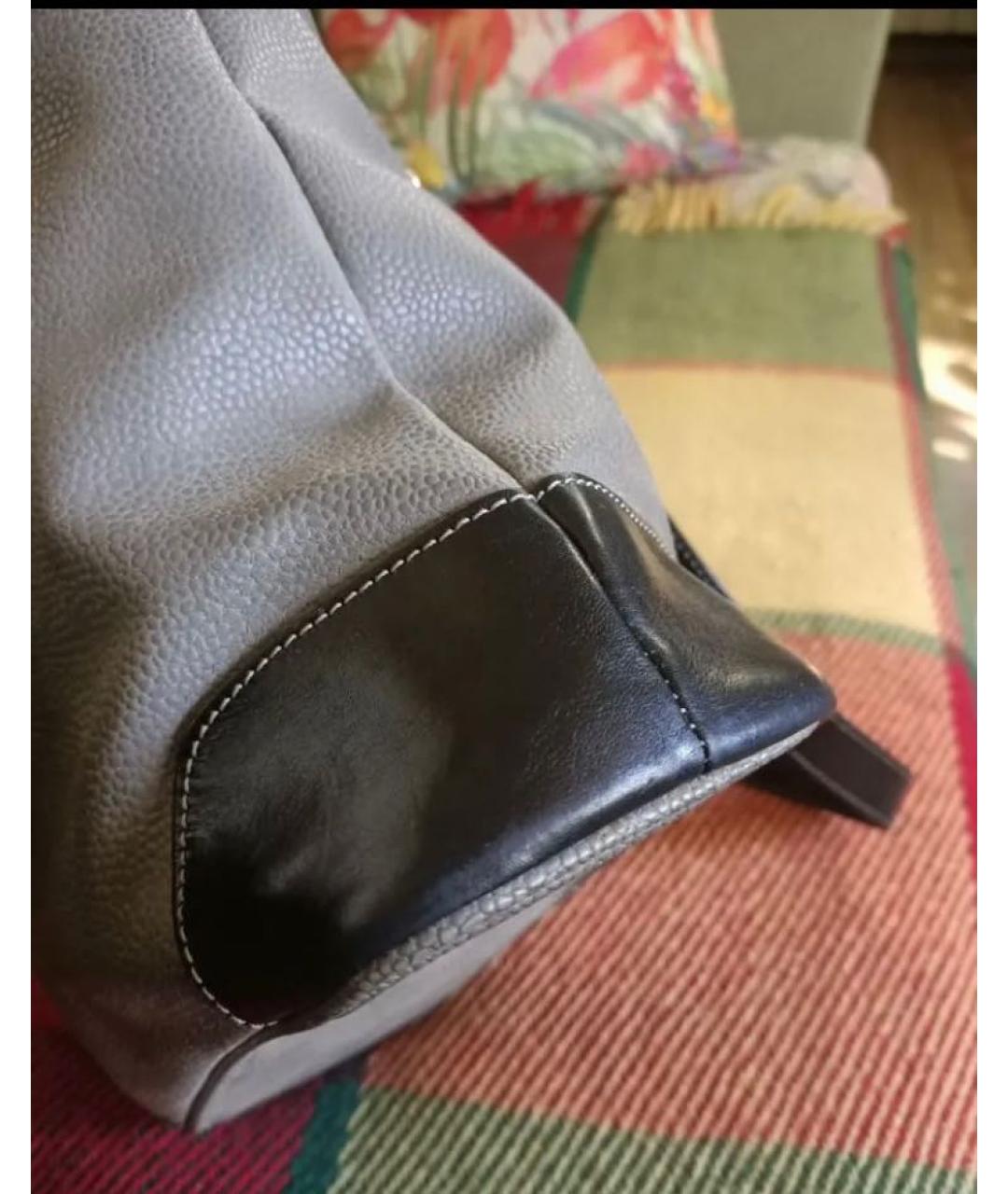 BRIC'S Антрацитовая кожаная сумка тоут, фото 3