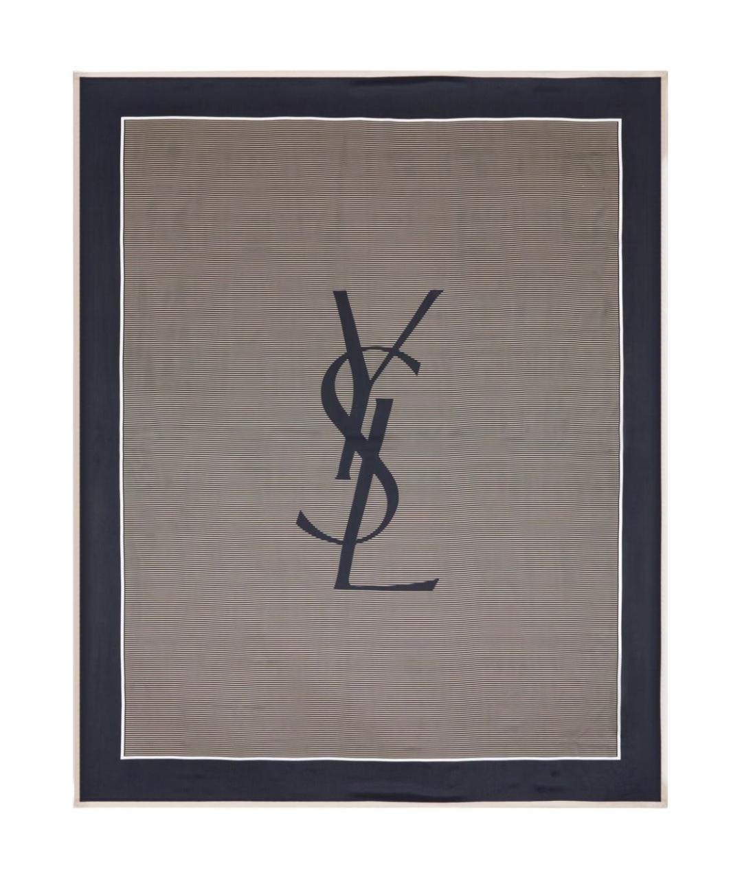 SAINT LAURENT Синий шелковый шарф, фото 1