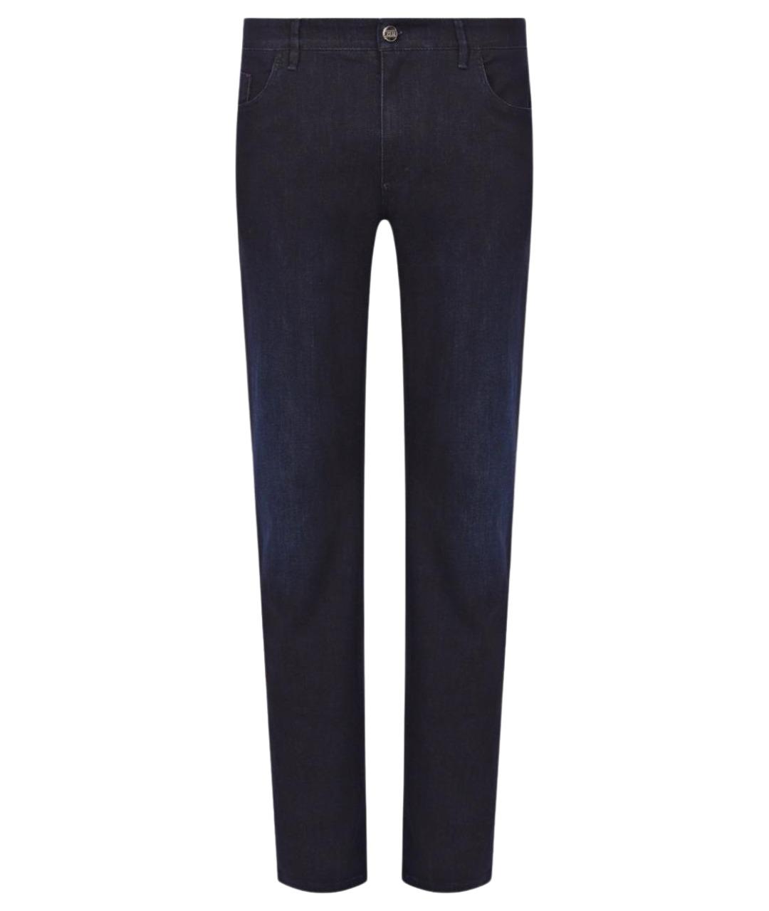 ZILLI Темно-синие хлопко-эластановые прямые джинсы, фото 1
