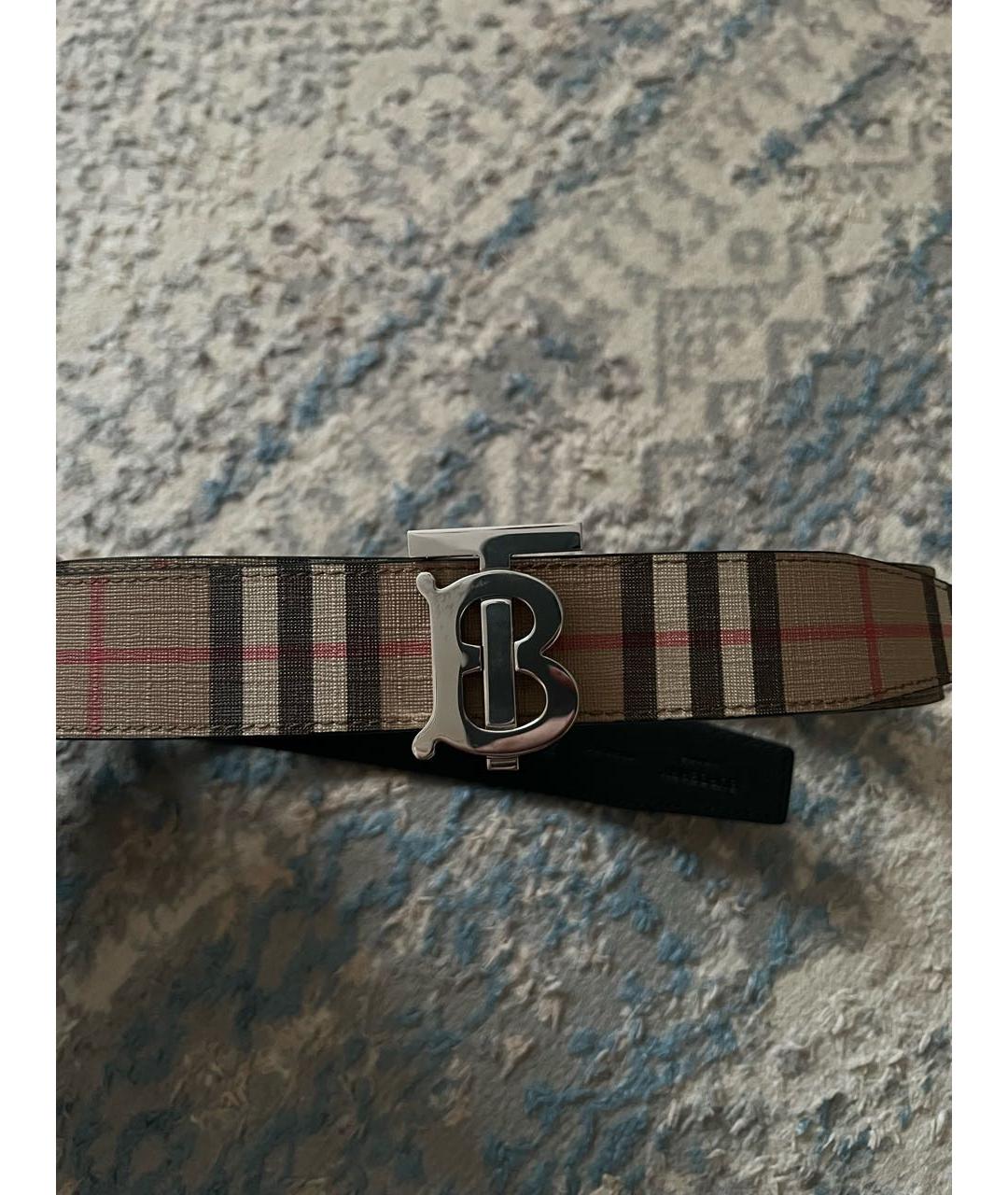 BURBERRY Бежевый кожаный ремень, фото 4