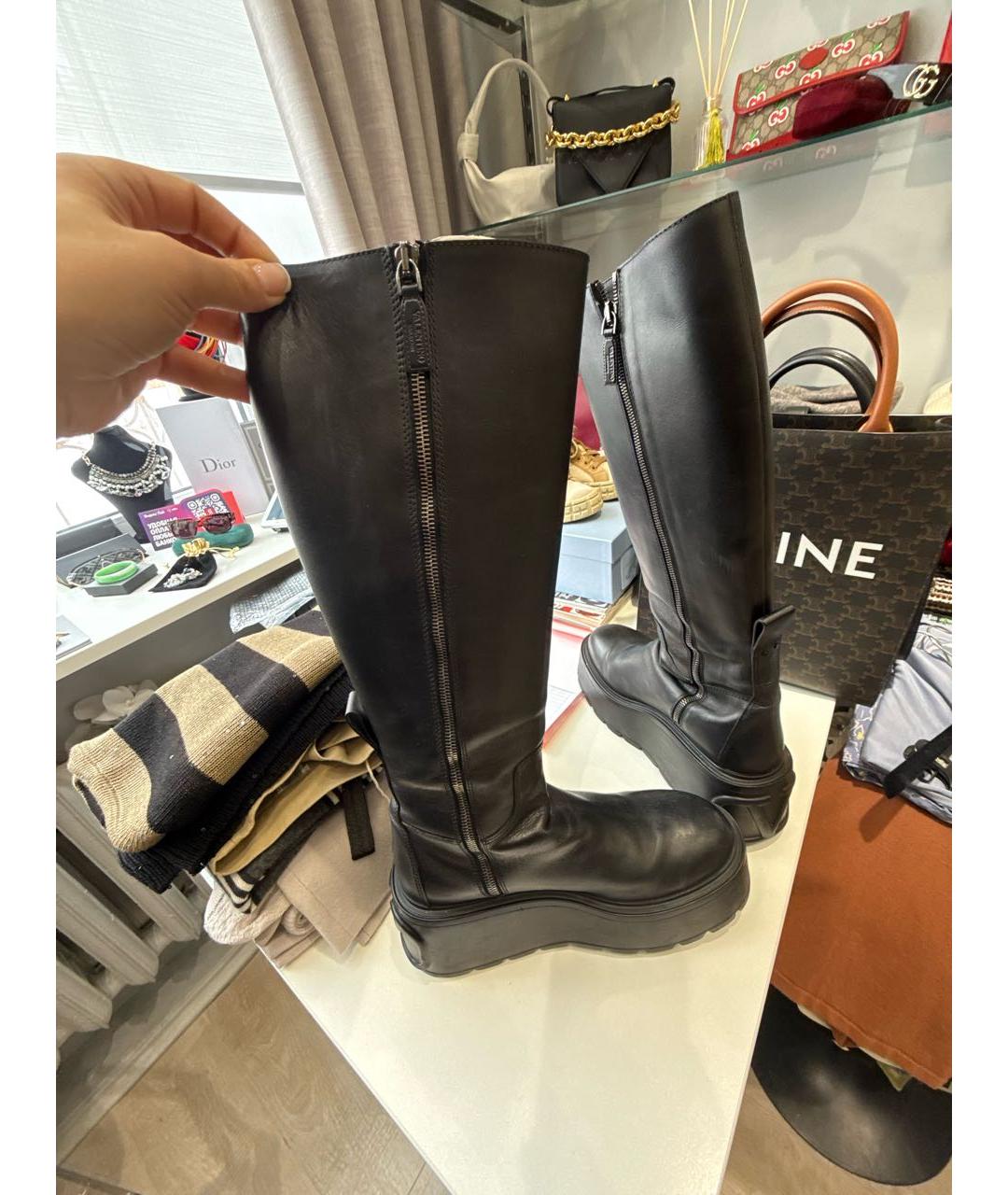 VALENTINO Черные кожаные сапоги, фото 5