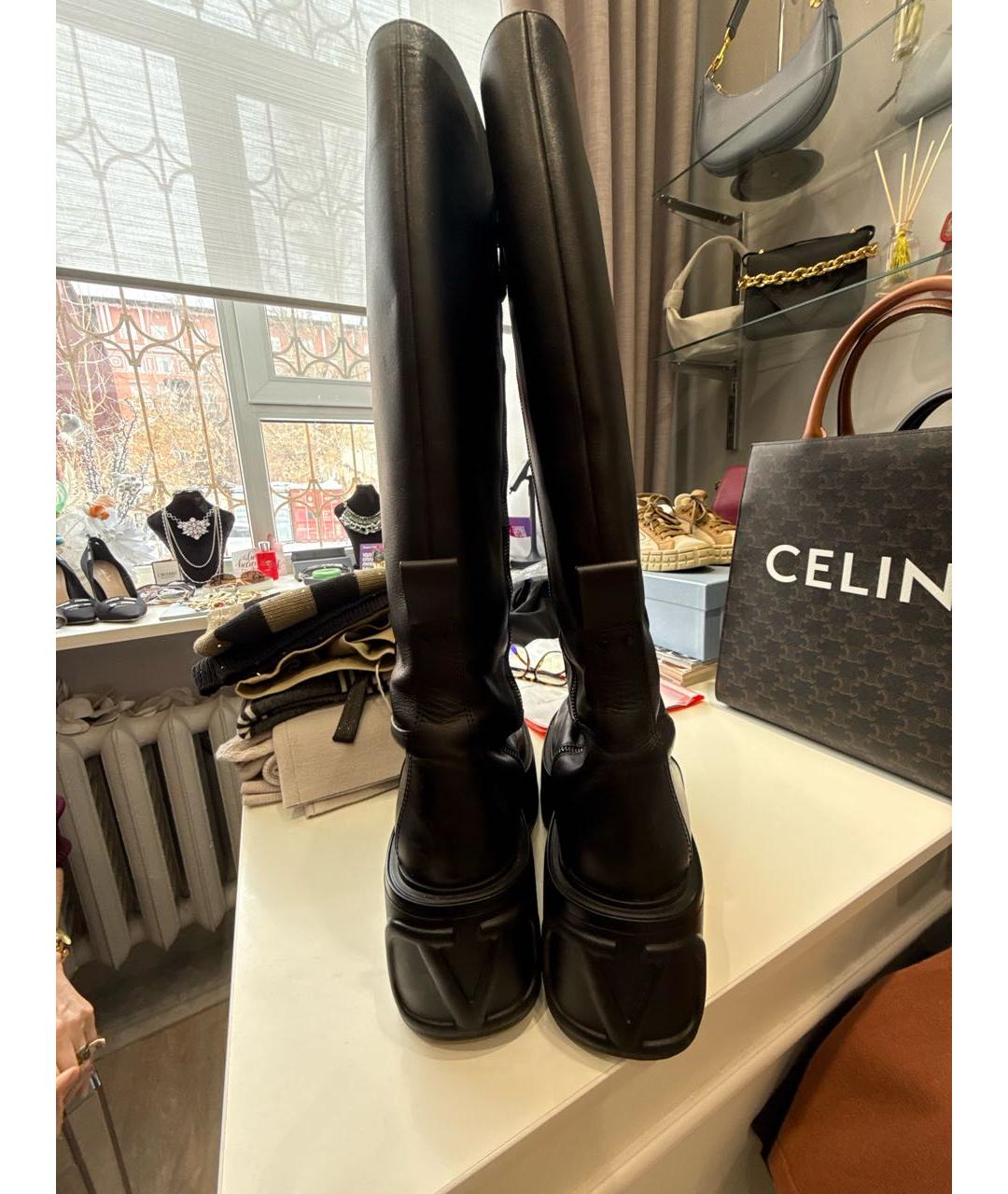 VALENTINO Черные кожаные сапоги, фото 2