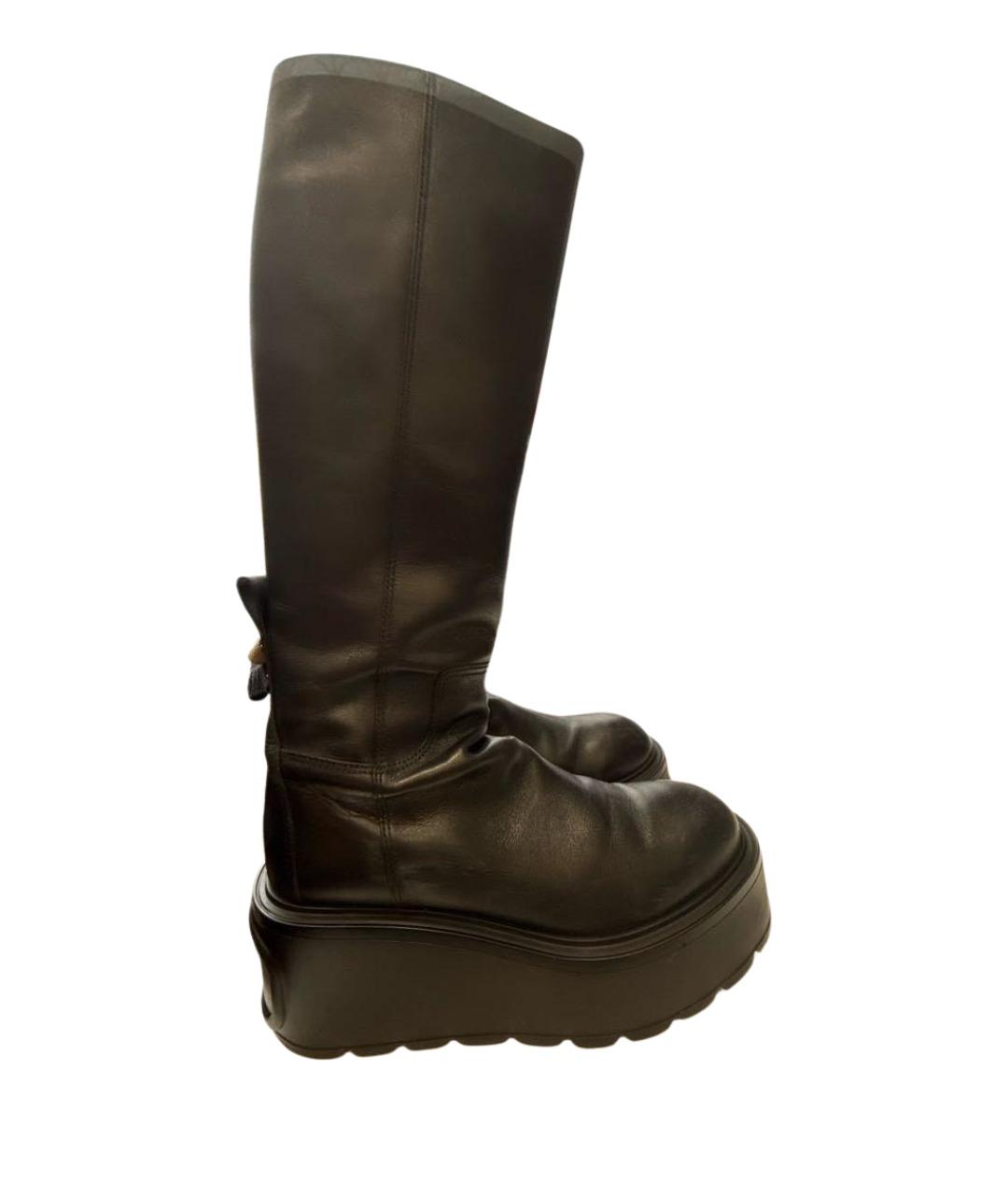 VALENTINO Черные кожаные сапоги, фото 1