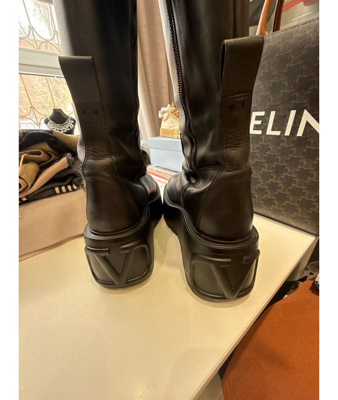 VALENTINO Черные кожаные сапоги, фото 4
