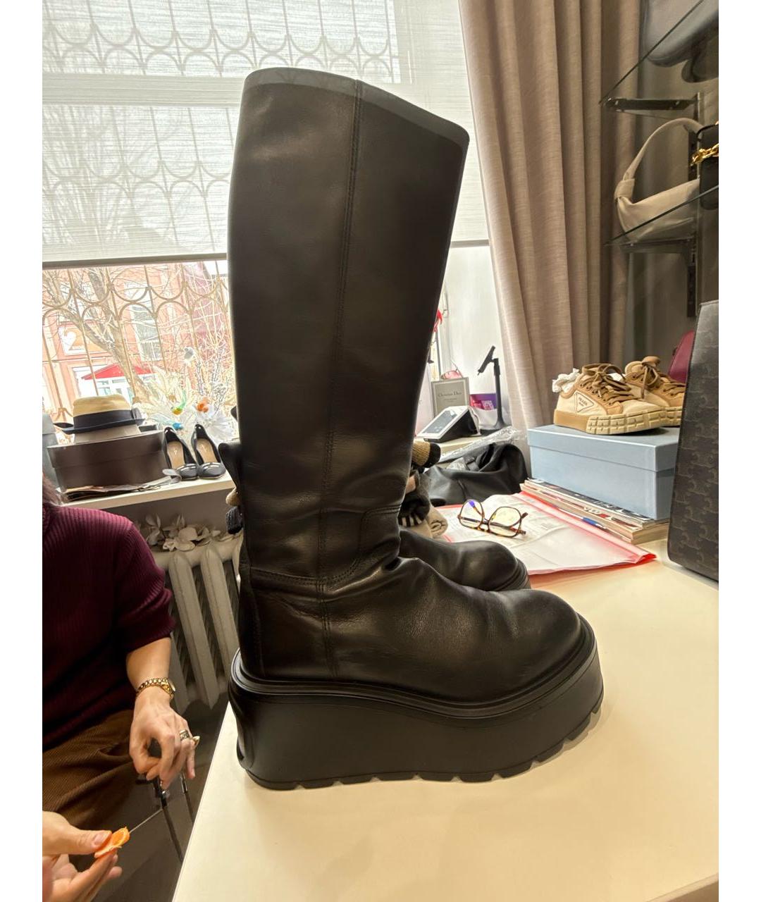 VALENTINO Черные кожаные сапоги, фото 6