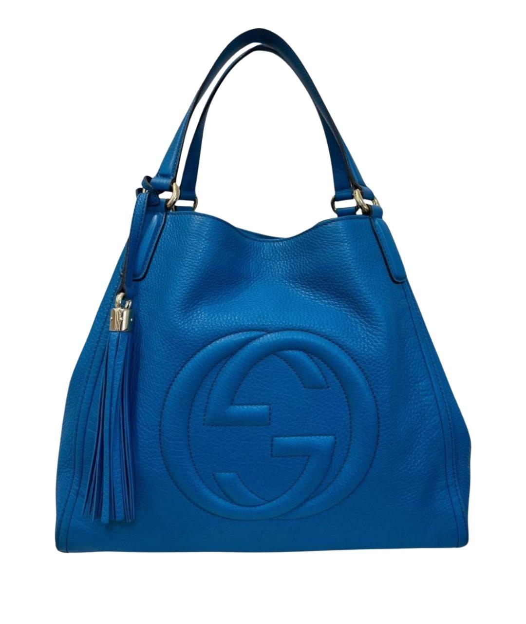 GUCCI Синяя кожаная сумка тоут, фото 1