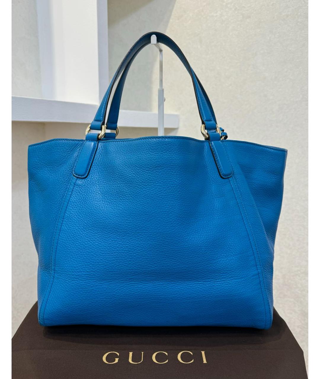 GUCCI Синяя кожаная сумка тоут, фото 4