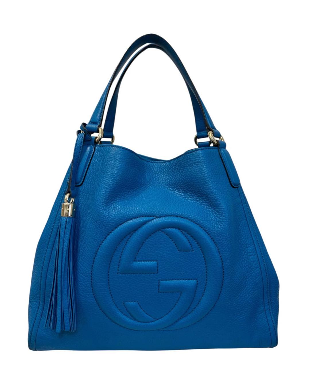 GUCCI Синяя кожаная сумка тоут, фото 9