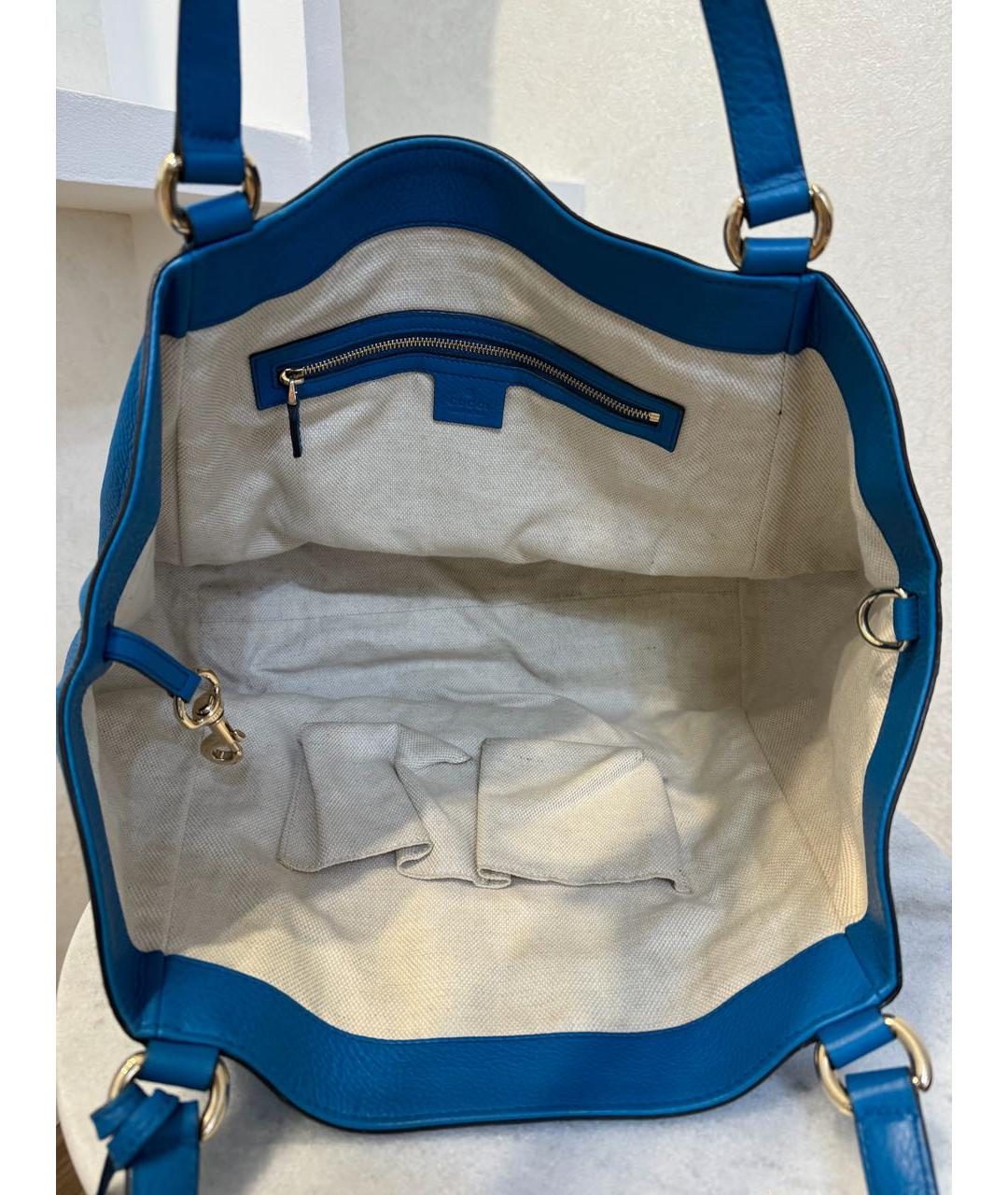 GUCCI Синяя кожаная сумка тоут, фото 8