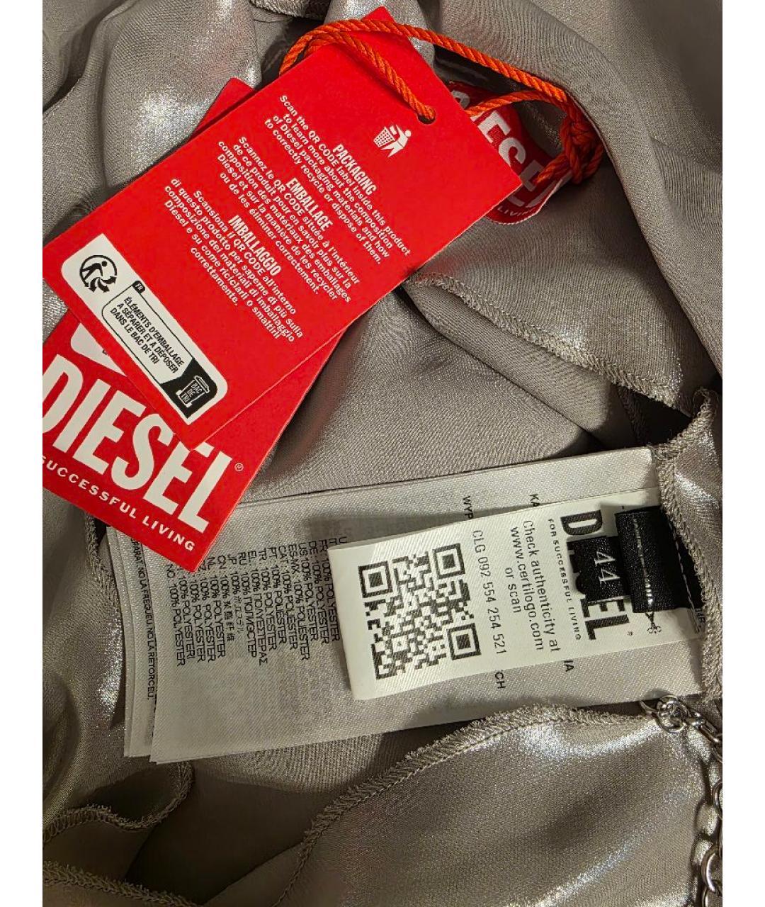 DIESEL Серебряное полиэстеровое повседневное платье, фото 3
