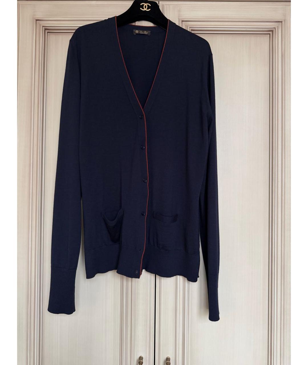 LORO PIANA Темно-синий шерстяной кардиган, фото 8