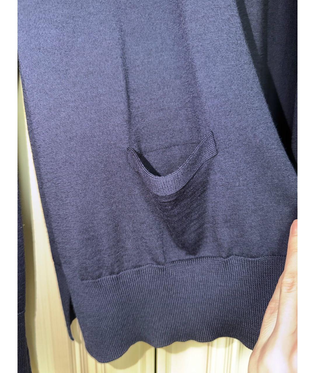 LORO PIANA Темно-синий шерстяной кардиган, фото 5