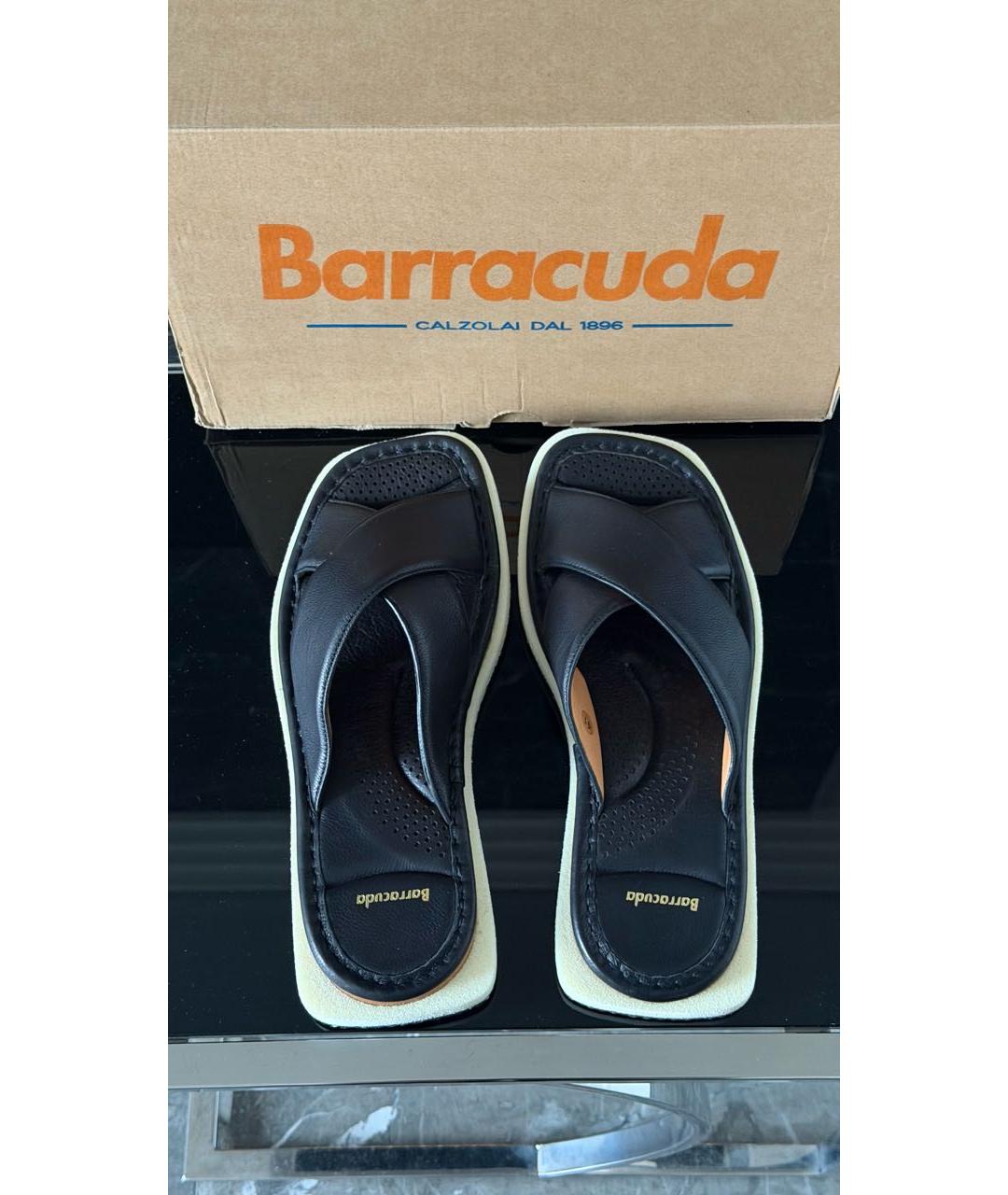 BARACUTA Черные кожаные шлепанцы, фото 4