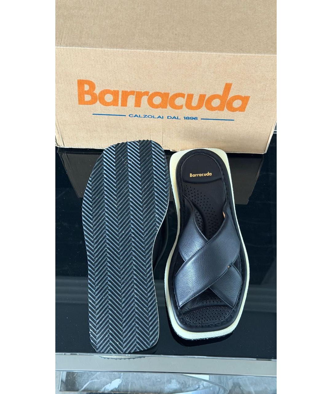 BARACUTA Черные кожаные шлепанцы, фото 7