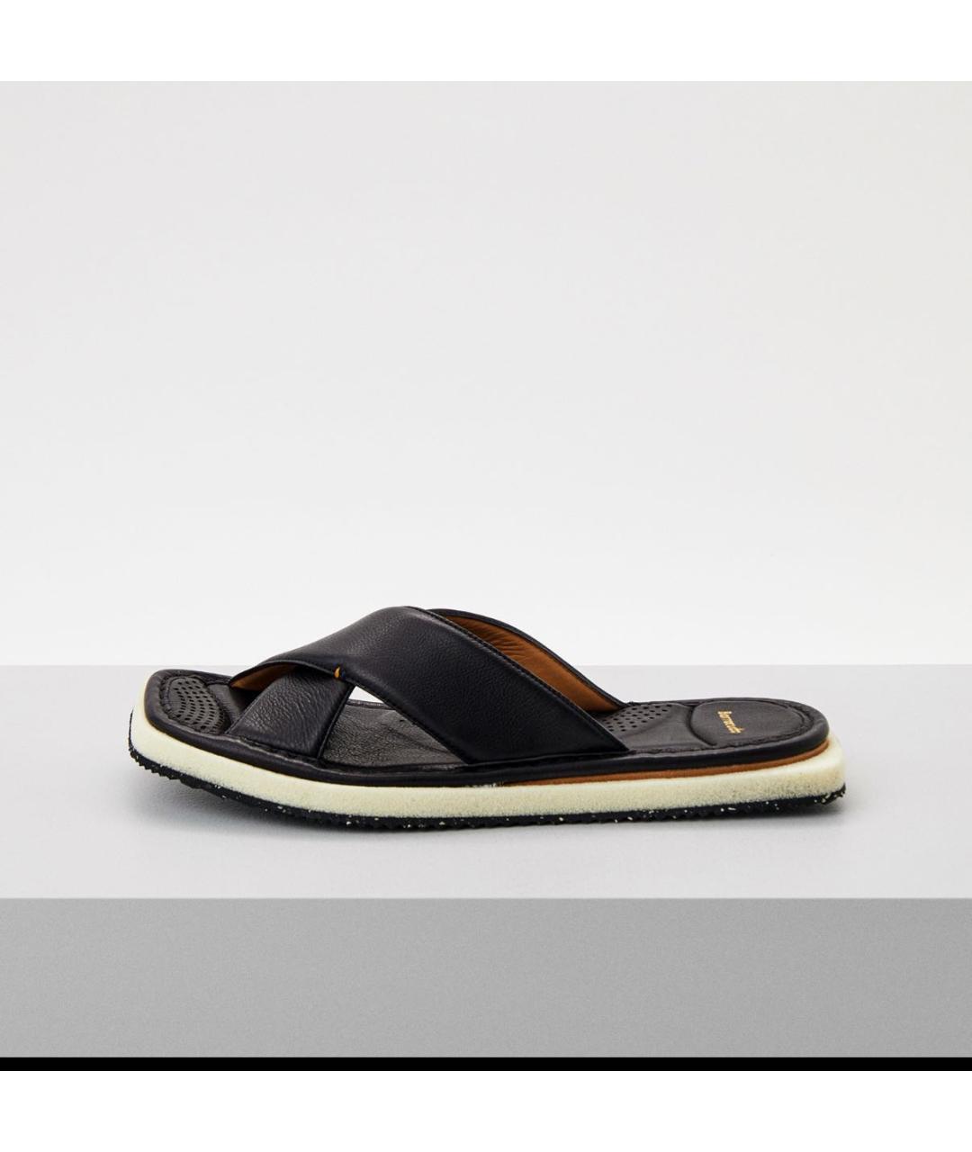 BARACUTA Черные кожаные шлепанцы, фото 8