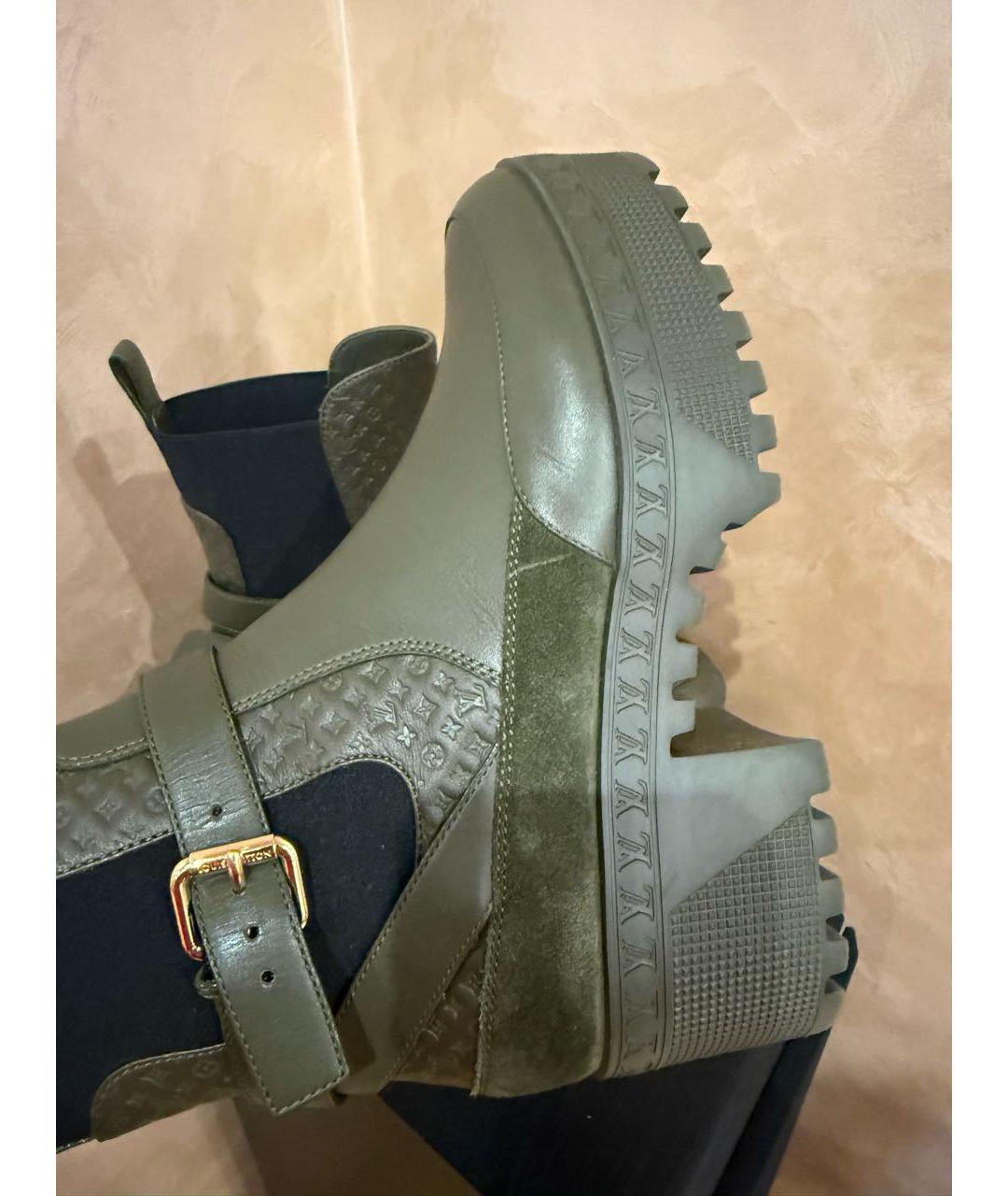 LOUIS VUITTON Хаки кожаные ботинки, фото 4